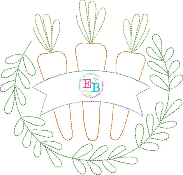 Carrots Leaves Banner Bean Stitch Applique, Applique, Embroidery Boutique