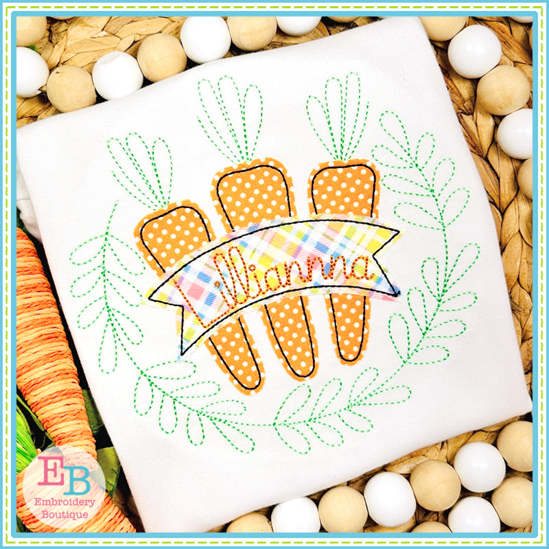 Carrots Leaves Banner Bean Stitch Applique, Applique, Embroidery Boutique
