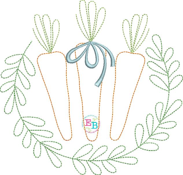 Carrots Bow Leaves Bean Stitch Applique, Applique, Embroidery Boutique