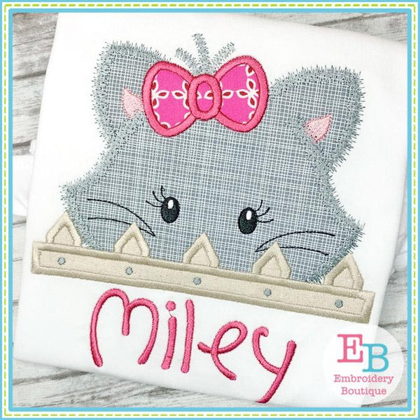 Cat Girl Peeker Applique, Applique