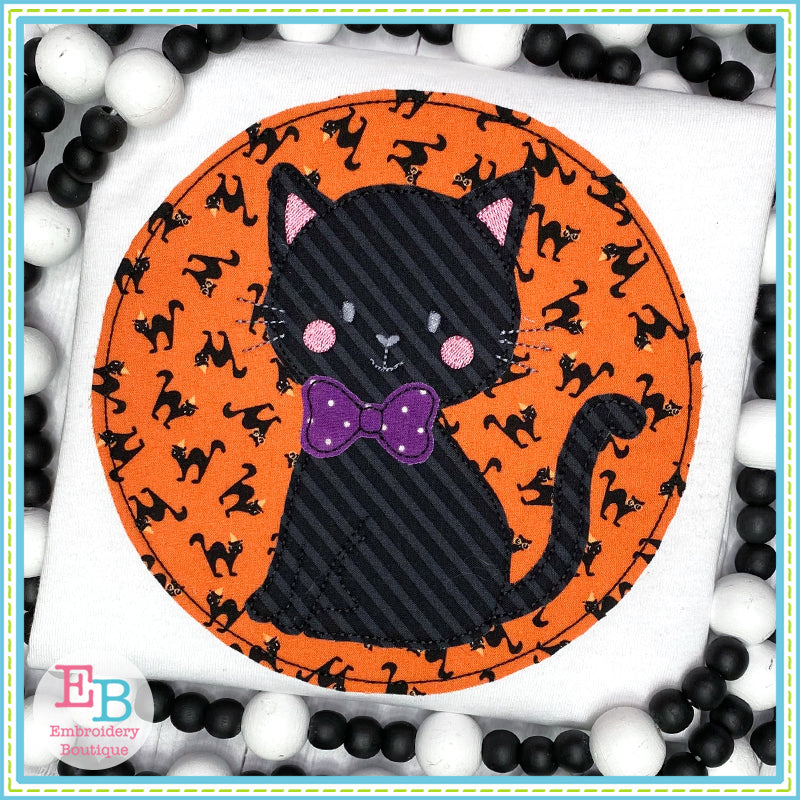 Cat Circle Bean Stitch Applique, Applique