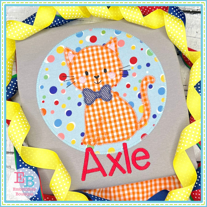 Cat Circle Zigzag Stitch Applique, Applique