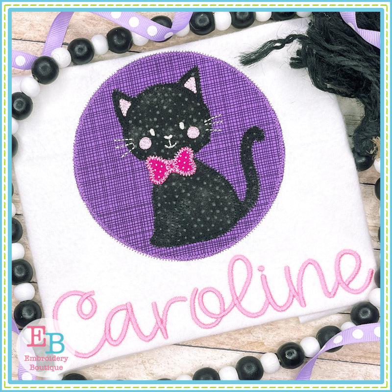 Cat Circle Zigzag Stitch Applique, Applique