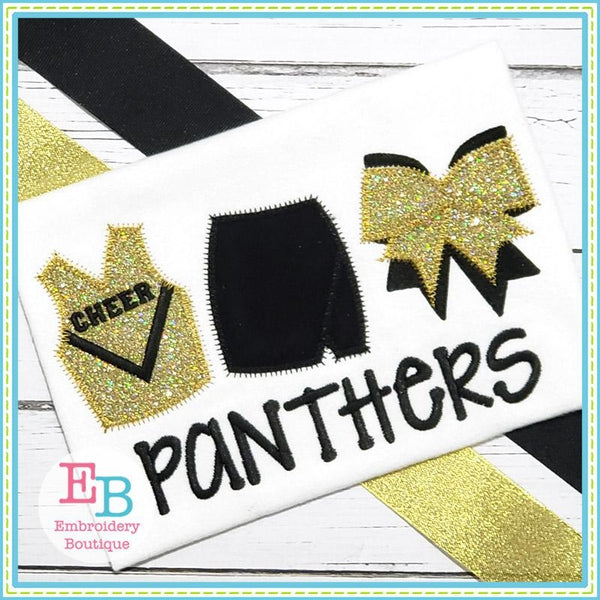 Cheer Uniform Trio Zigzag Applique, Applique