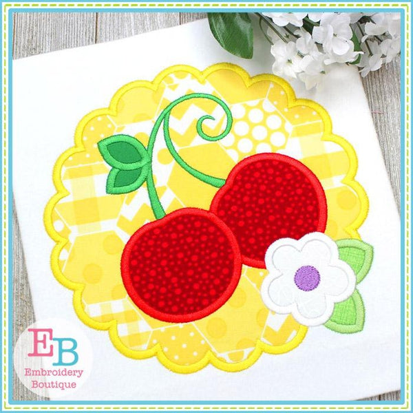 Cherry Scallop Satin Applique, Applique