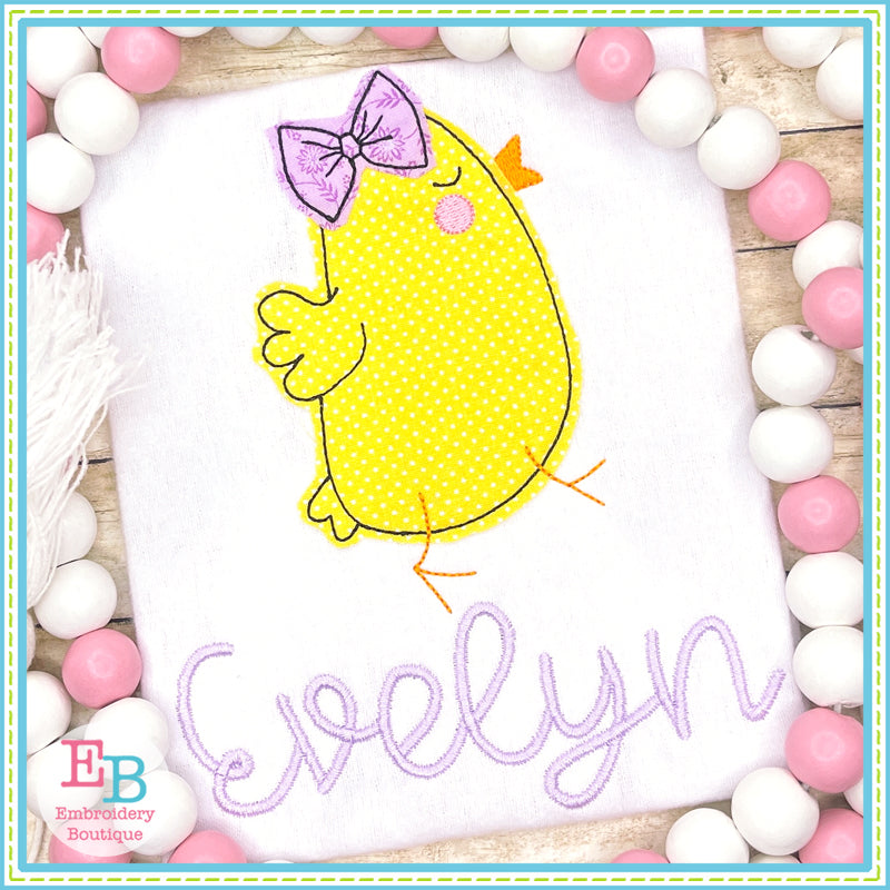 Chick Bow Bean Stitch Applique, Applique, Embroidery Boutique