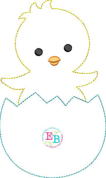 Chick Egg Bean Stitch Applique, Applique