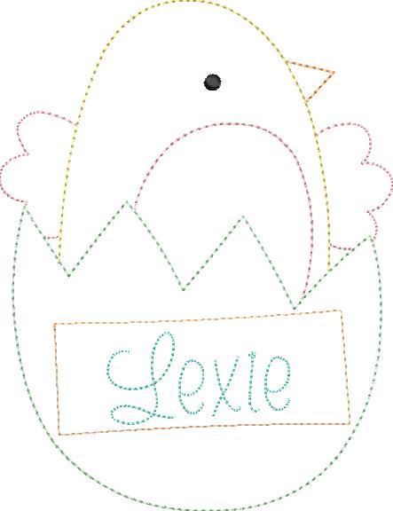 Chick Egg Banner Bean Stitch Applique, Applique