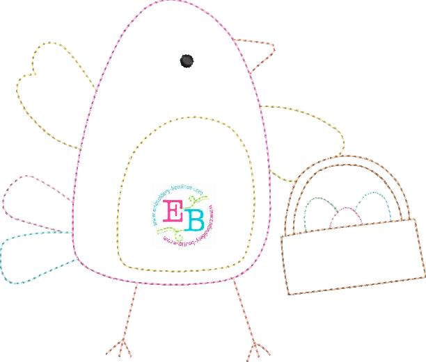 Chick Egg Basket Bean Stitch Applique, Applique