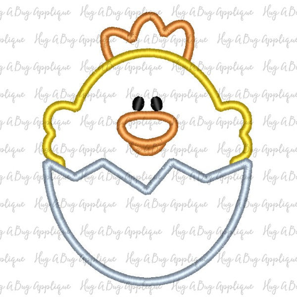 Chick Egg Satin Stitch Applique Design, Applique