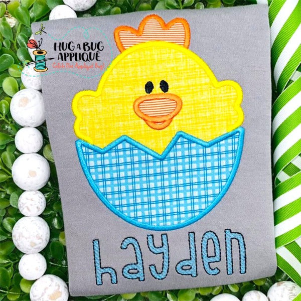 Chick Egg Satin Stitch Applique Design, Applique