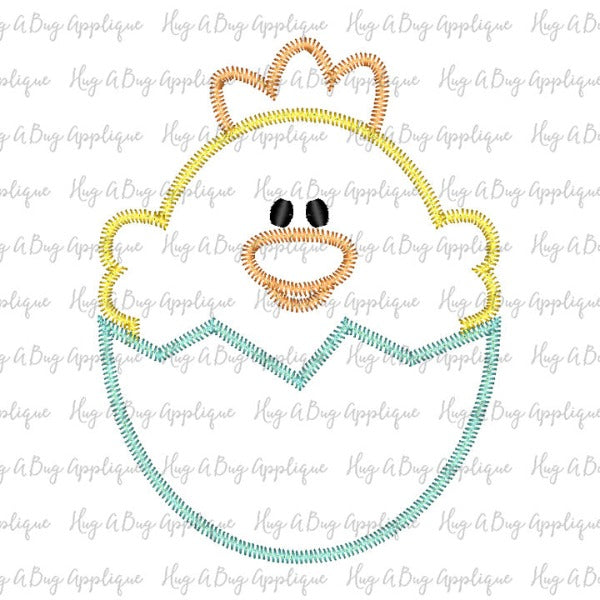 Chick Egg Zig Zag Stitch Applique Design, Applique