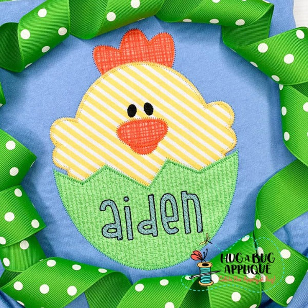 Chick Egg Zig Zag Stitch Applique Design, Applique