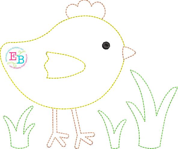 Chick Grass Bean Stitch Applique, Applique