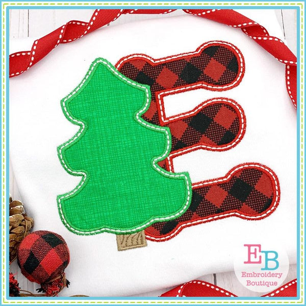 Christmas Tree Applique Alphabet, Applique Alphabet