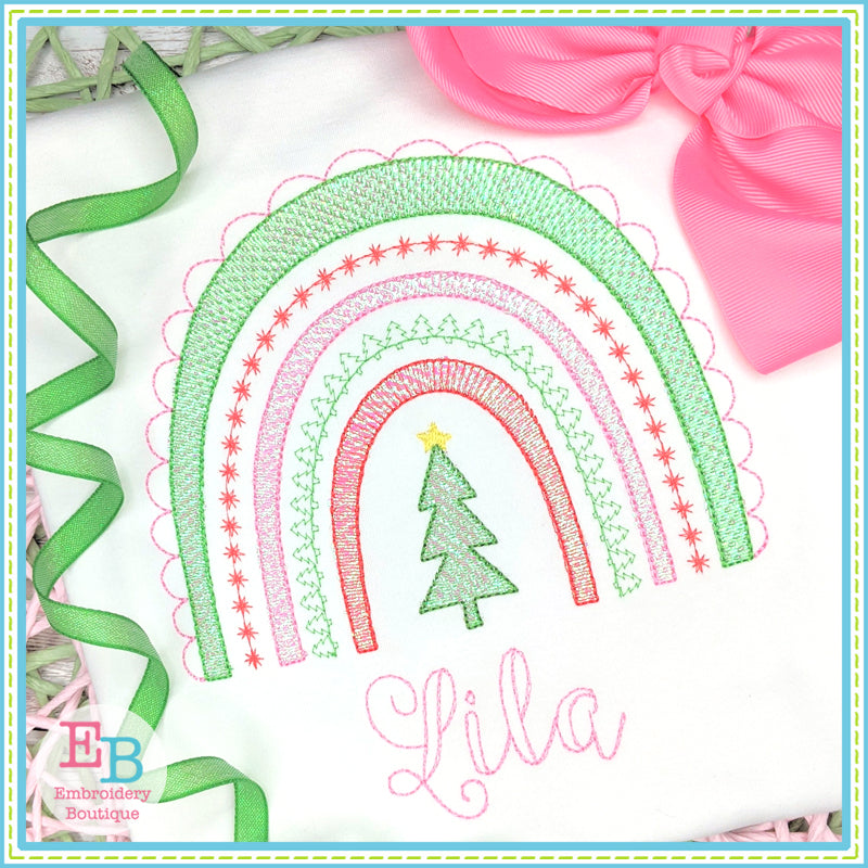 Christmas Rainbow Embroidery Design, Embroidery