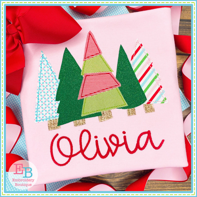 Christmas Trees Bean Stitch Applique, Applique