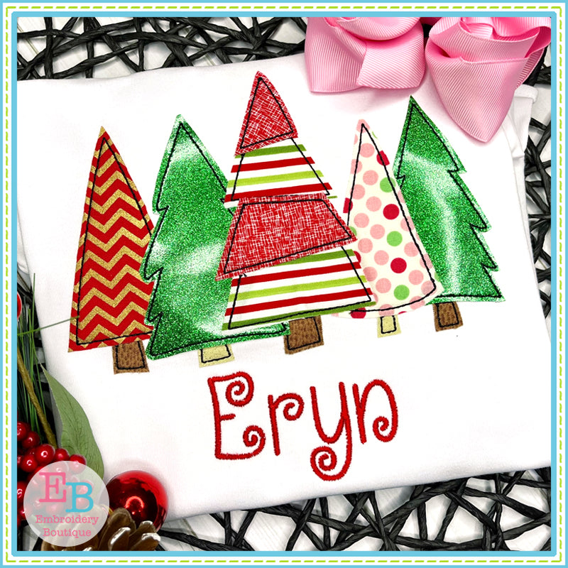 Christmas Trees Bean Stitch Applique, Applique