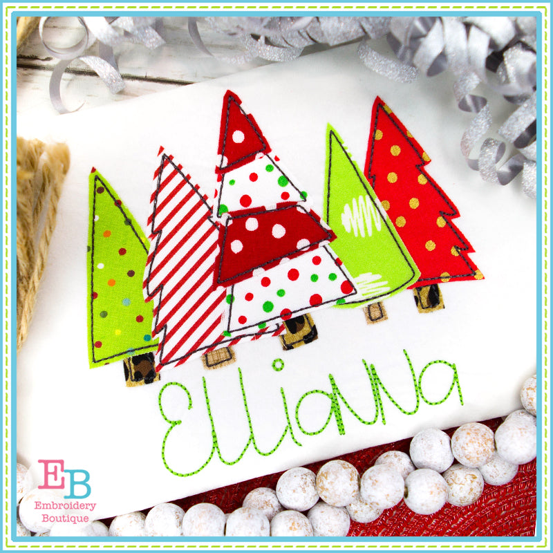 Christmas Trees Bean Stitch Applique, Applique