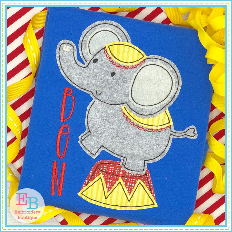 Circus Elephant Bean Stitch Applique, Applique