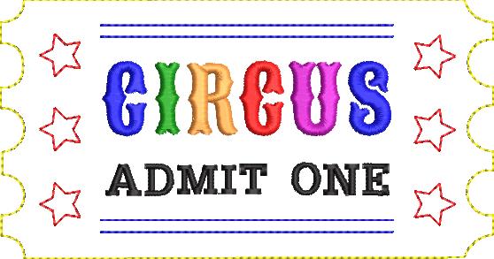 Circus Ticket Bean Stitch Applique, Applique