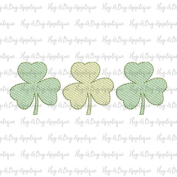 Clover Trio Sketch Stitch Embroidery Design, Embroidery
