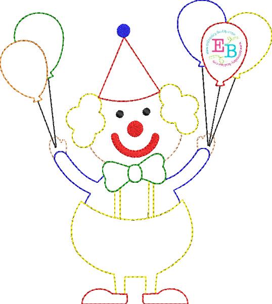 Clown Balloons Bean Stitch Applique, Applique
