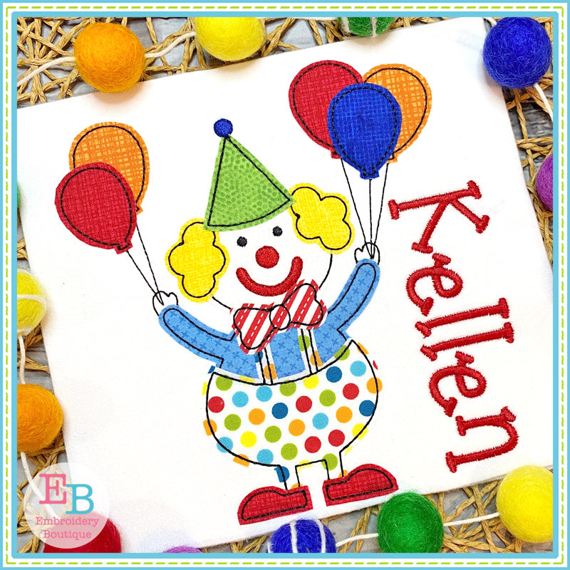 Clown Balloons Bean Stitch Applique, Applique