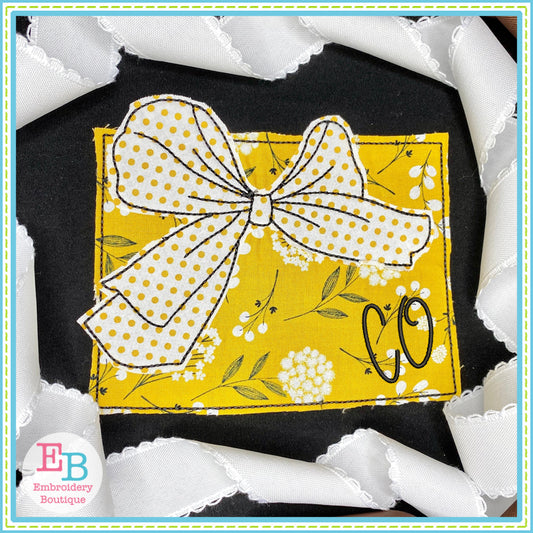 Big Bow Colorado Bean Stitch Applique, Applique