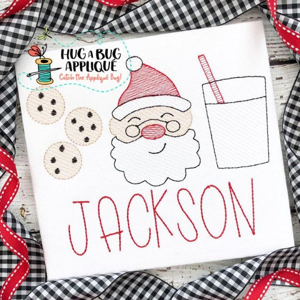 Santa Milk Cookies Trio Sketch, Embroidery