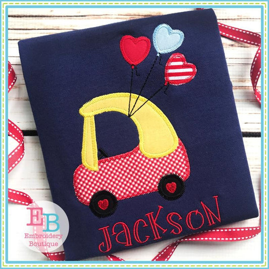 Coupe Heart Balloons Zigzag Applique, Applique