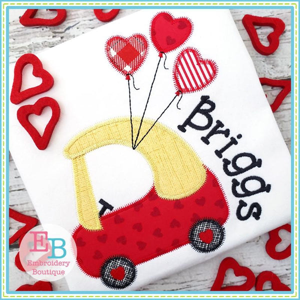 Coupe Heart Balloons Zigzag Applique, Applique