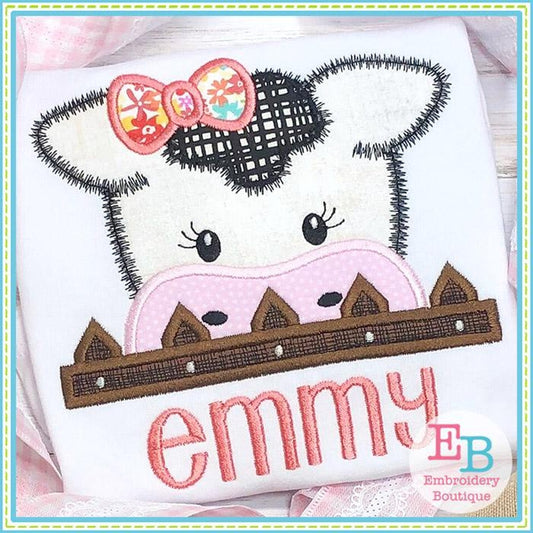 Cow Girl Peeker Applique, Applique