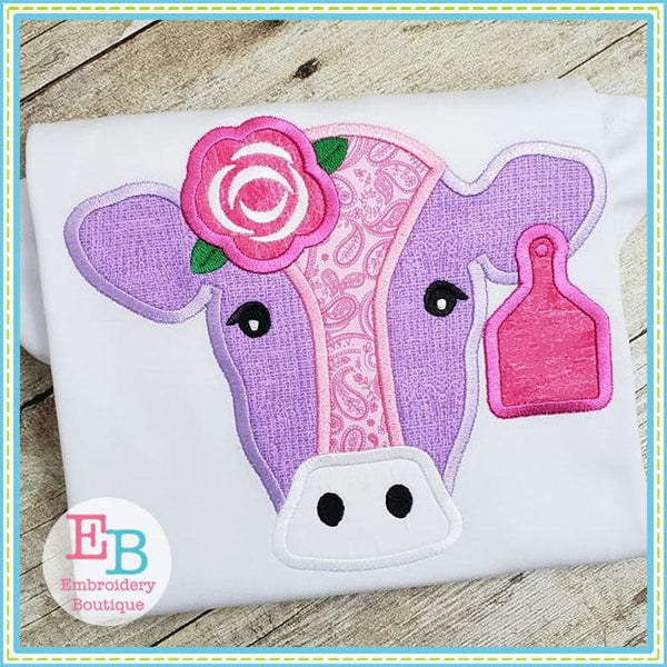 Cow Rose Satin Applique, Applique