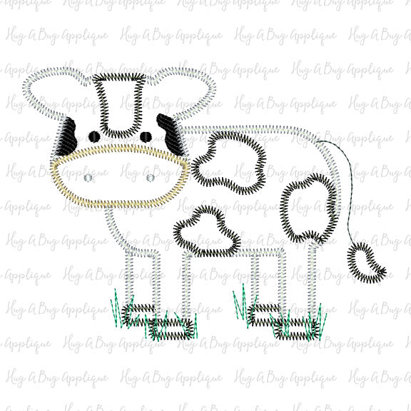 Cow Body Zig Zag Stitch Applique Design, Applique