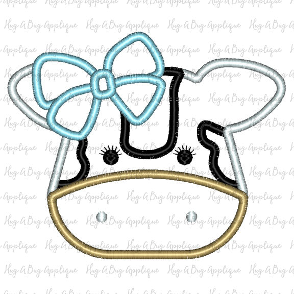 Cow Bow Satin Stitch Applique Design, Applique