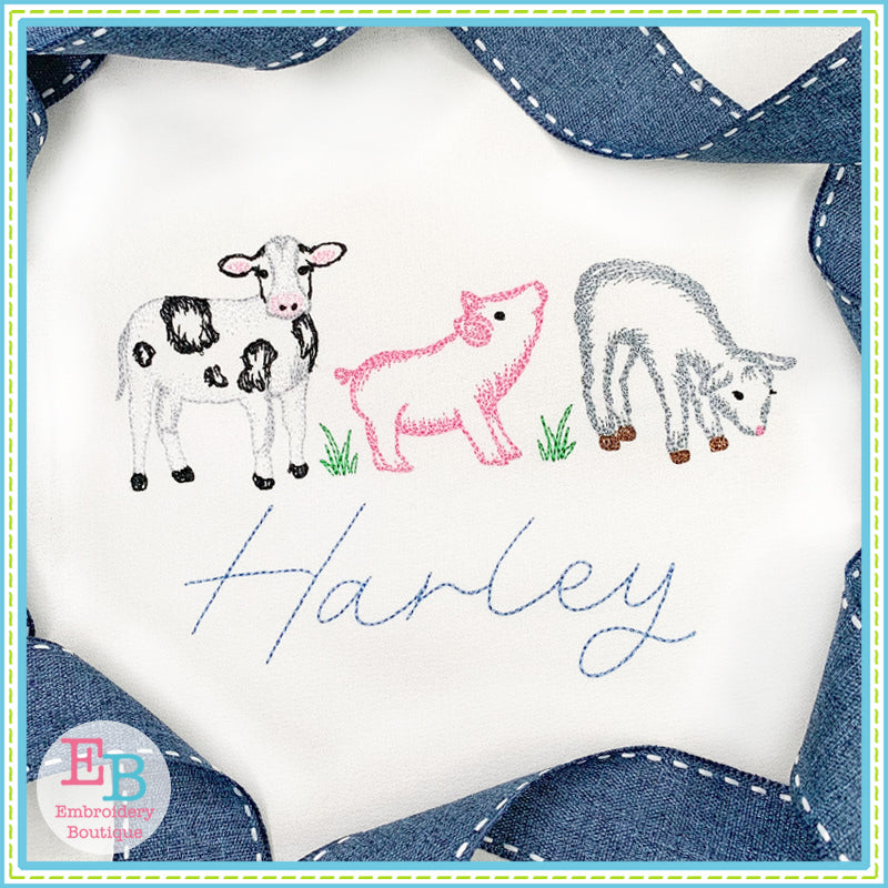 Farm Sketches Embroidery Design Set, Embroidery