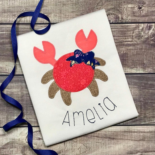 Crab Bow Zig Zag Stitch Applique Design, Applique