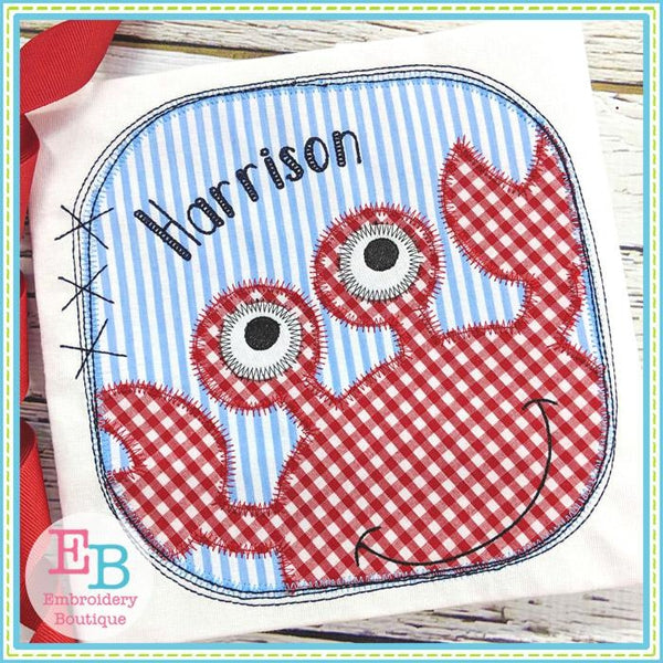 Crab Scribble Square Applique, Applique