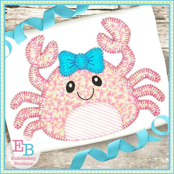 Crab Bow Blanket Stitch Applique, Applique