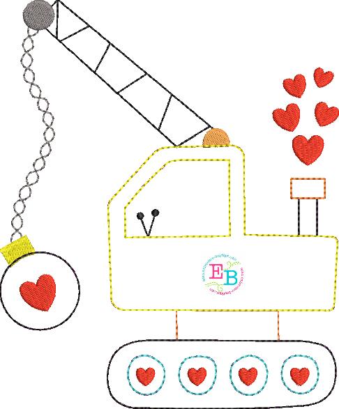 Crane Hearts Bean Stitch Applique, Applique