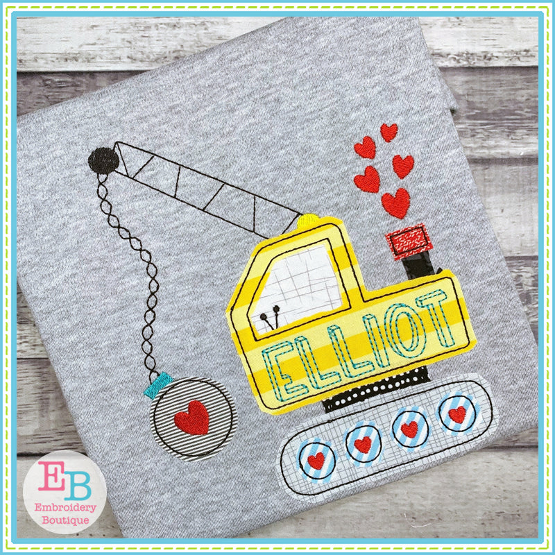 Crane Hearts Bean Stitch Applique, Applique