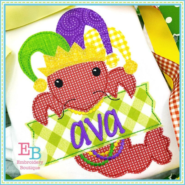 Crawfish Hat Banner Applique, Applique