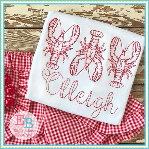 Crawfish Trio Embroidery Design, Embroidery