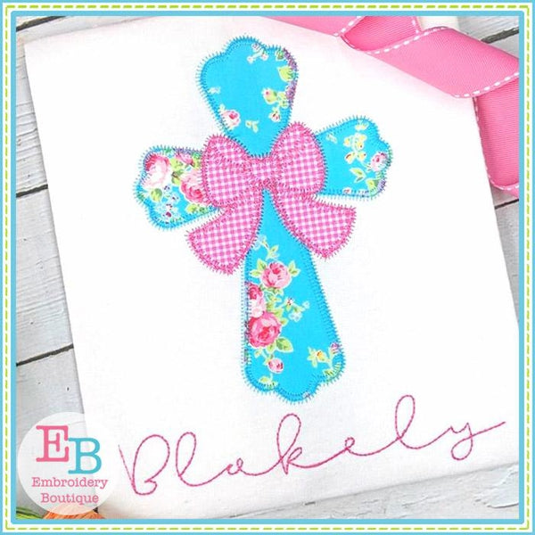 Cross with Big Bow Zigzag Applique, Applique