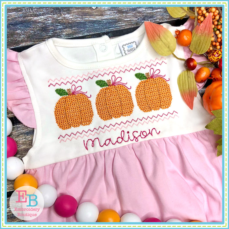 Pumpkins Bow Cross Stitch Embroidery Design, Embroidery