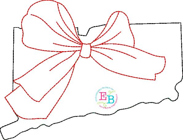 Big Bow Connecticut Bean Stitch Applique, Applique