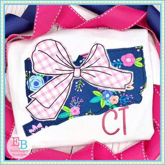 Big Bow Connecticut Bean Stitch Applique, Applique