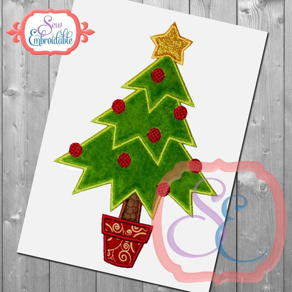 Christmas Tree in Pot Applique, Applique