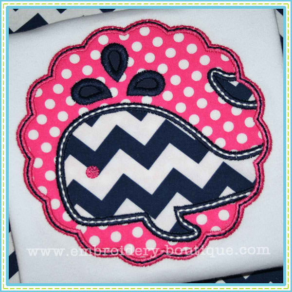 Scalloped Whale Patch Applique, Applique